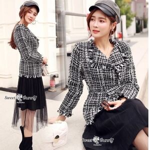 Sweet Bunny Tweed Plaid One Piece Jacket Dress Size M